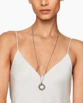 Crossover Pendant Necklace in Sterling Silver with 14K Yellow Gold, 28mm